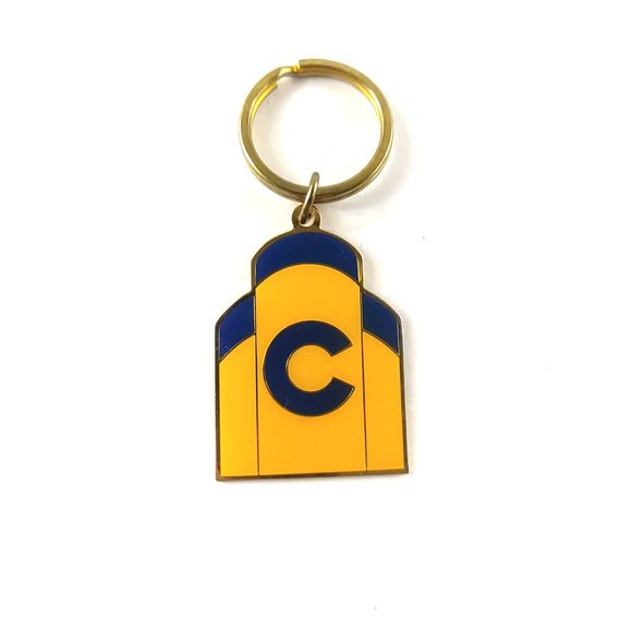 C Keychain Metal Yellow And Blue Pinnacle Design - Picture 1 of 3